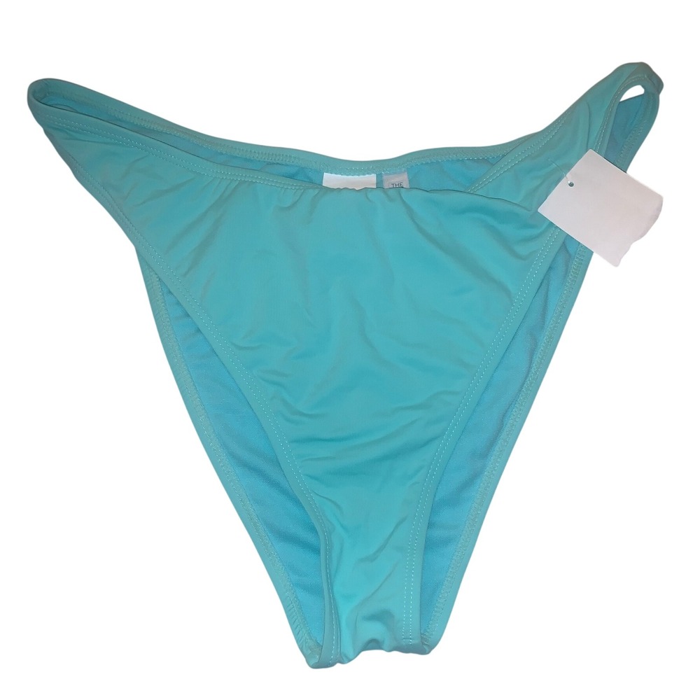The Bikini Lab Womens Aqua Turquoise High Leg V-Front Bikini Bottom Size XL NWT